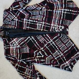 Notations Suit Separates Open Front Black Purple  white Design Jacket - …